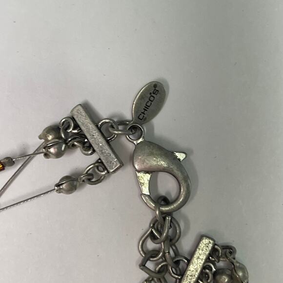 Chico's multi colored bohemian necklace signed costume jewelry blue green beads - Picture 5 of 15